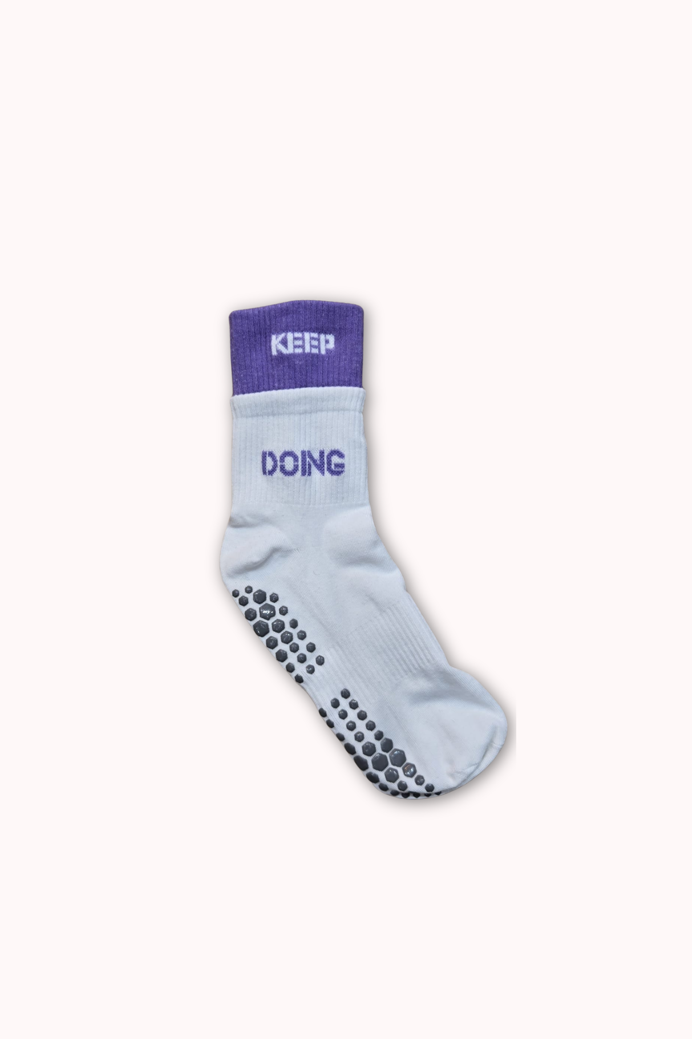 CHAUSSETTES HAUTES ANTI-DÉRAPANTES Just Doing blanches et violettes