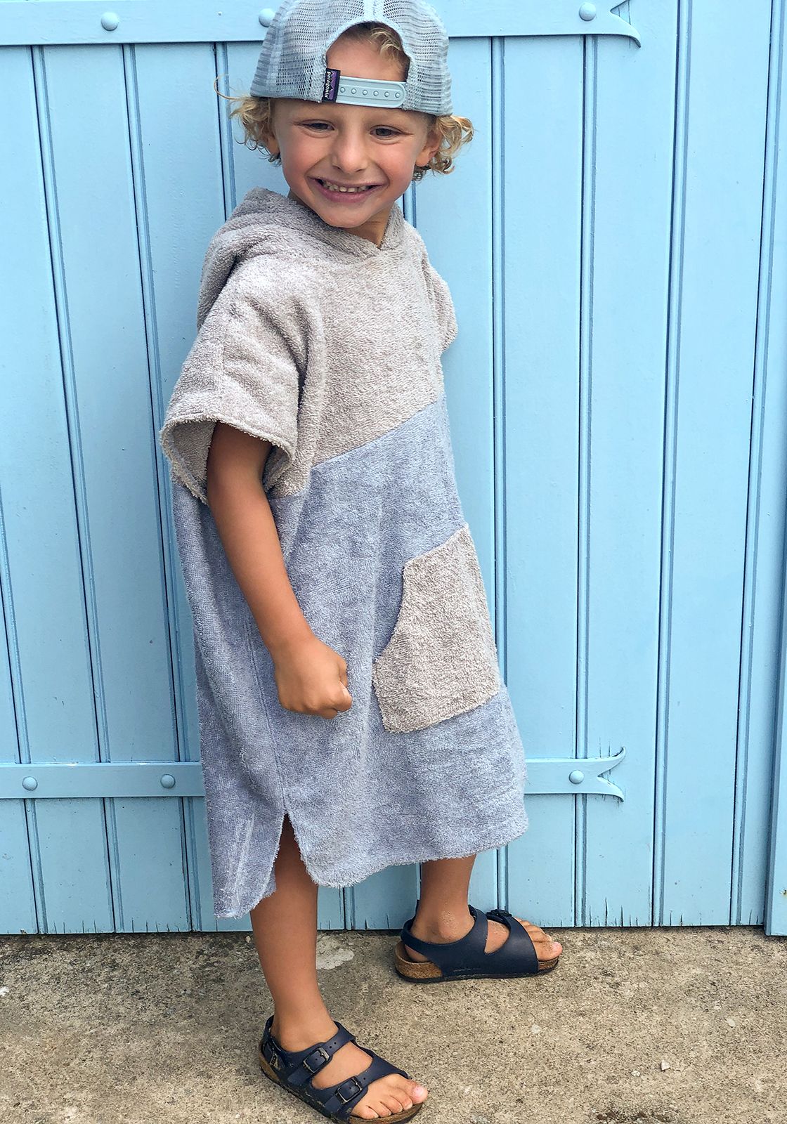 PONCHO NOA CHILDREN Grey-Sky blue