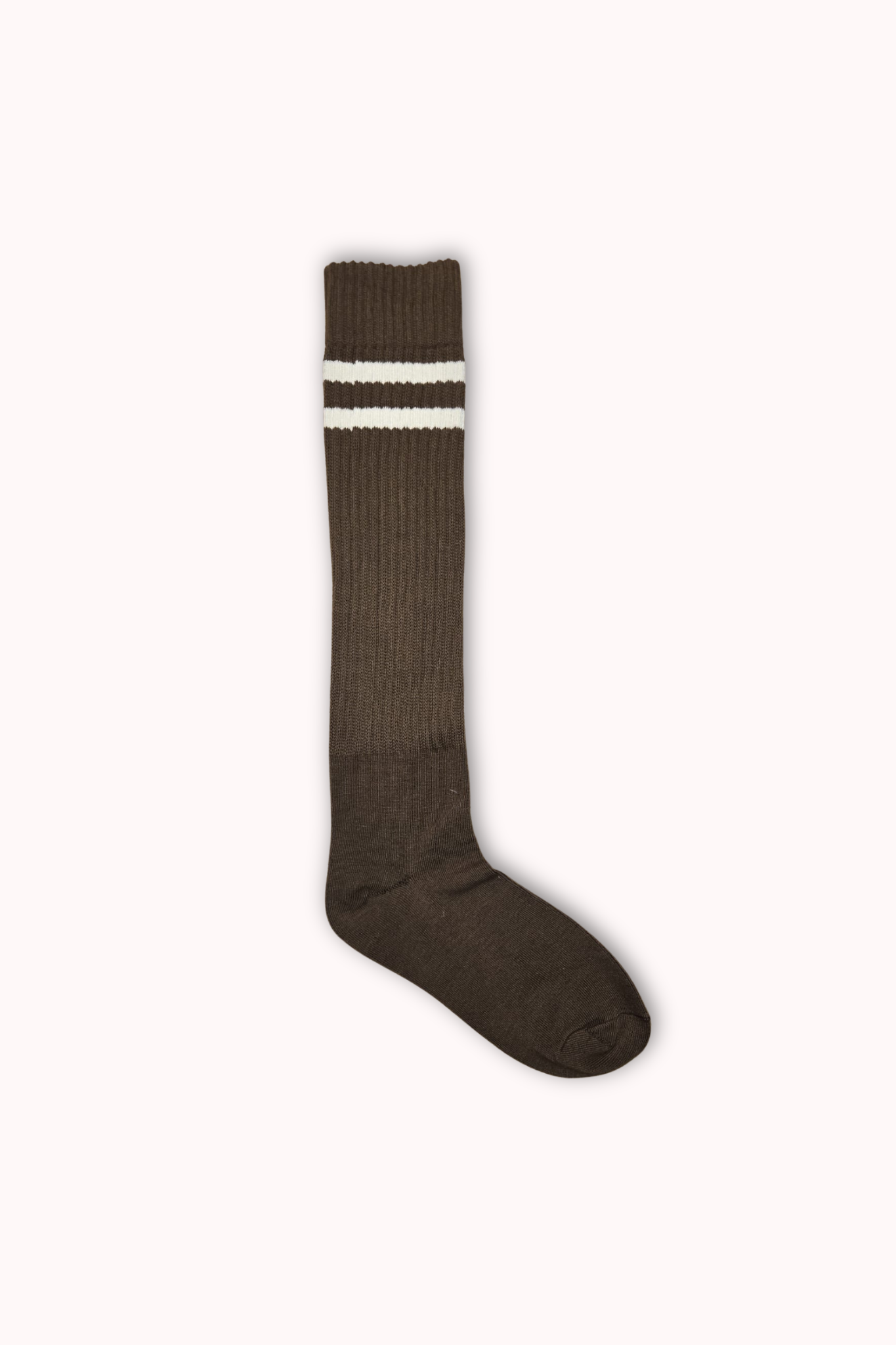 CHAUSSETTES mi-genou marron rayé blanche