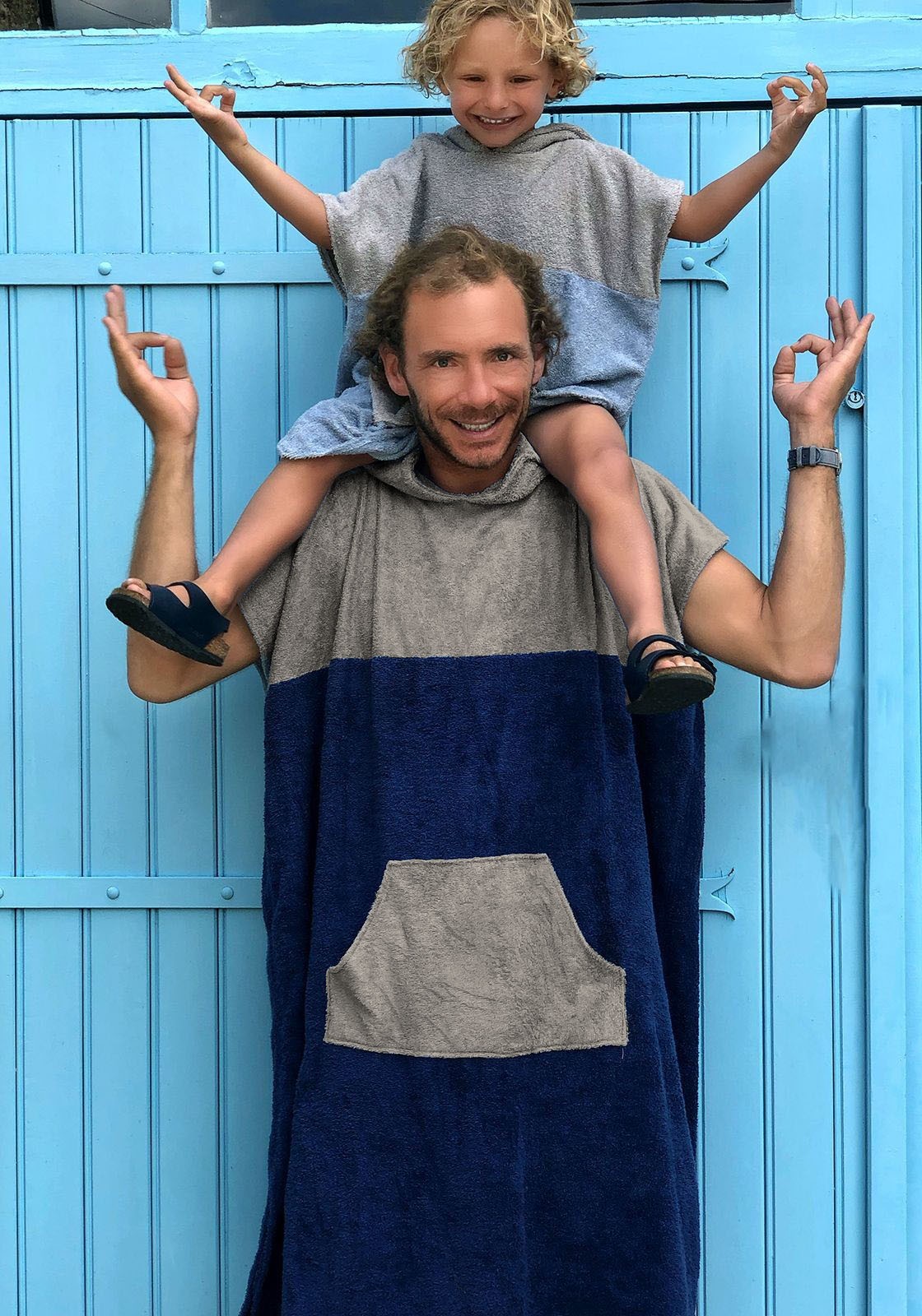 PONCHO NOA HOMME Gris-bleu marine