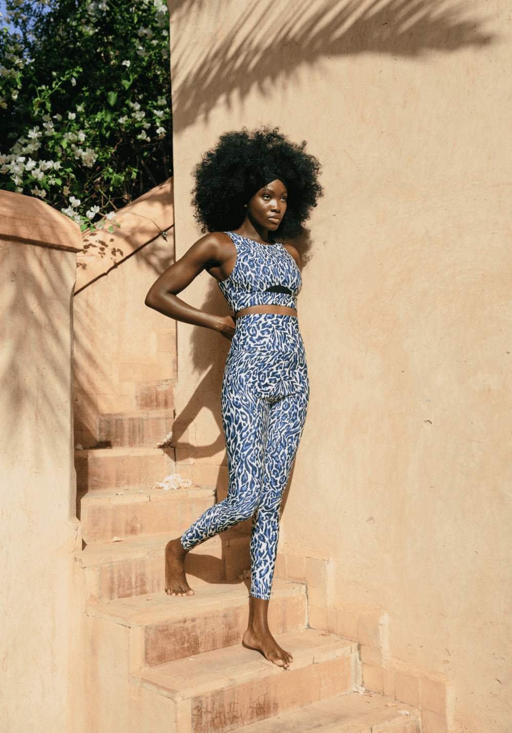 LEGGING FLEUR Chakra beige and blue