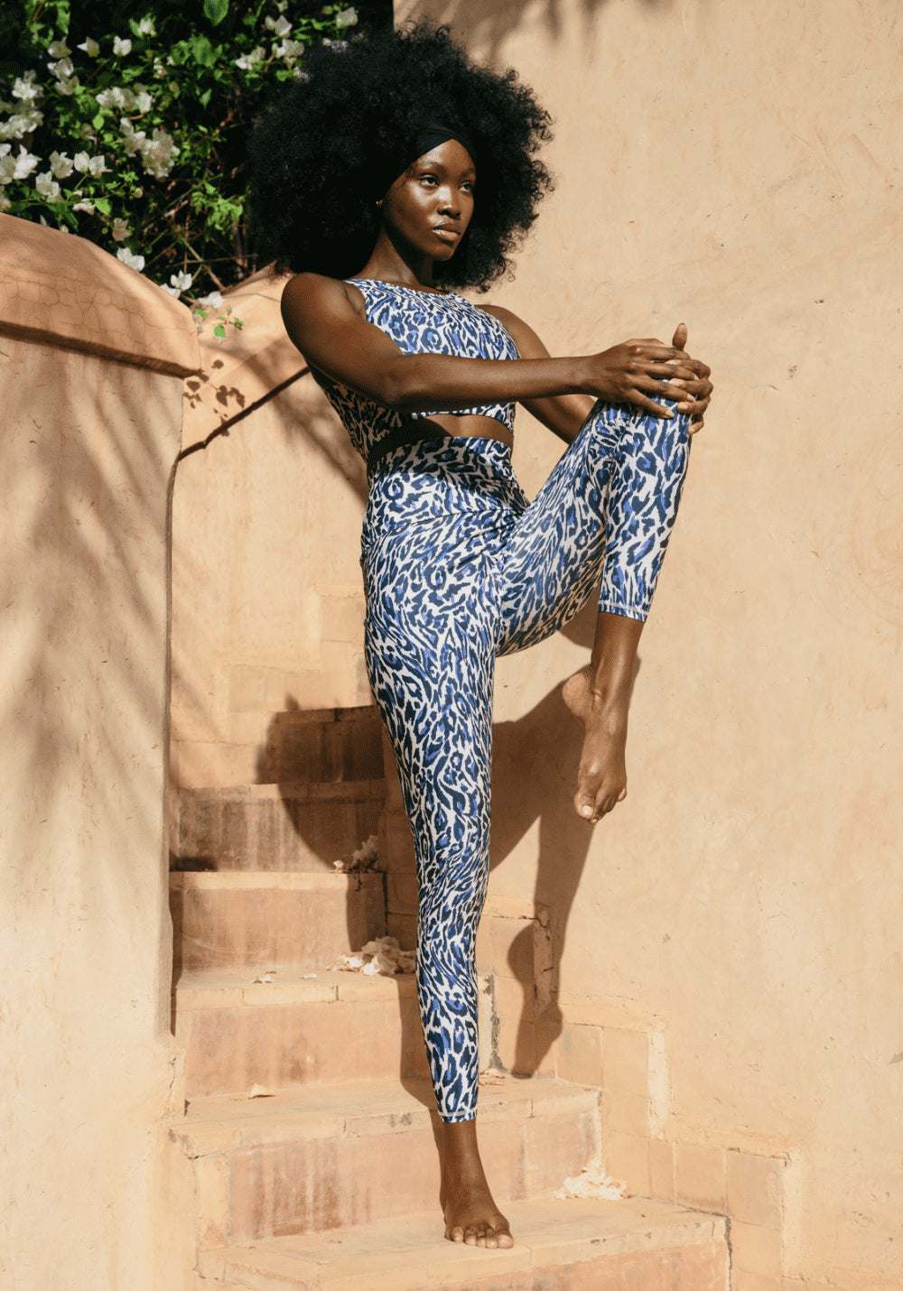 LEGGING FLEUR Chakra beige and blue