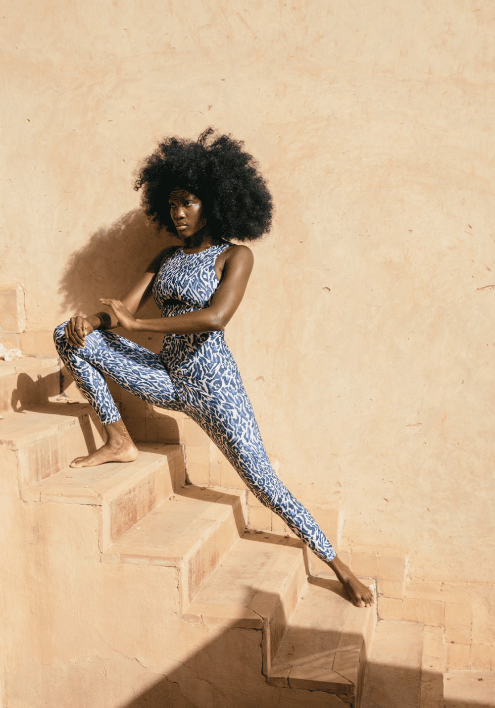 LEGGING FLEUR Chakra beige and blue