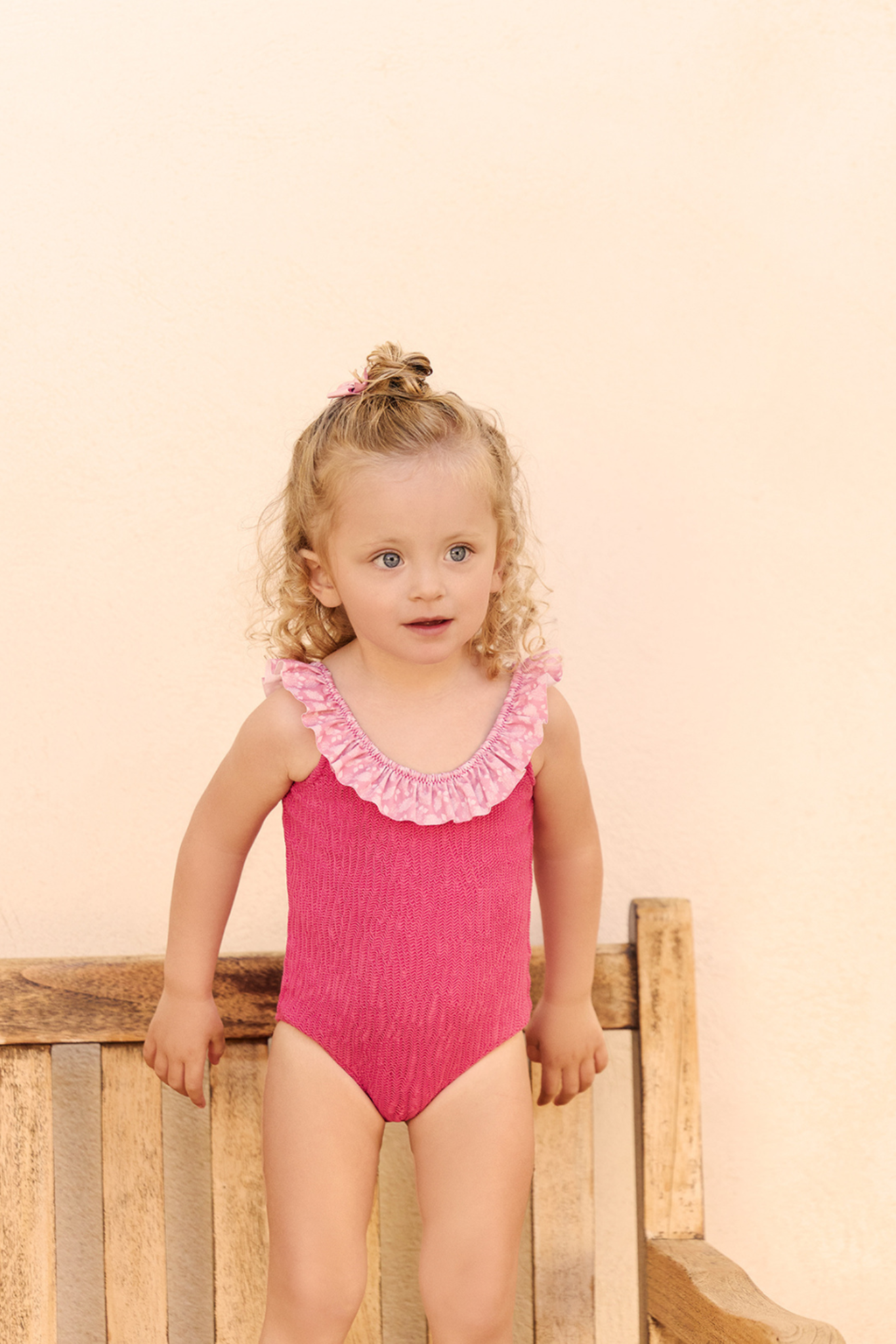 Maillot enfant UNE PIÈCE ALBA - Rose Framboise