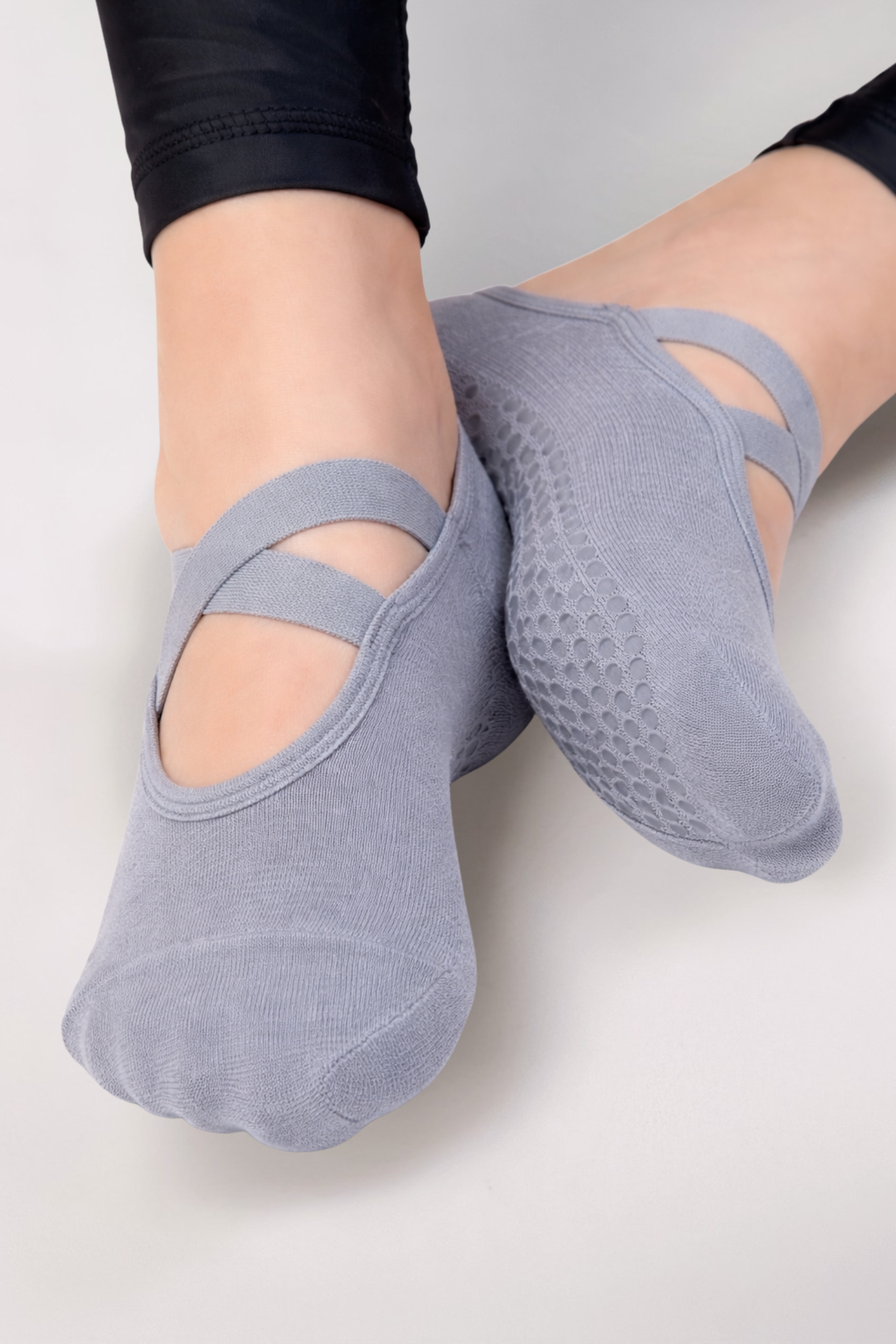 CHAUSSETTES BALLERINES À ÉLASTIQUES grises