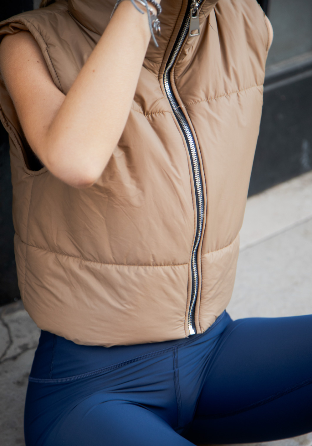 Doudoune sans manche beige