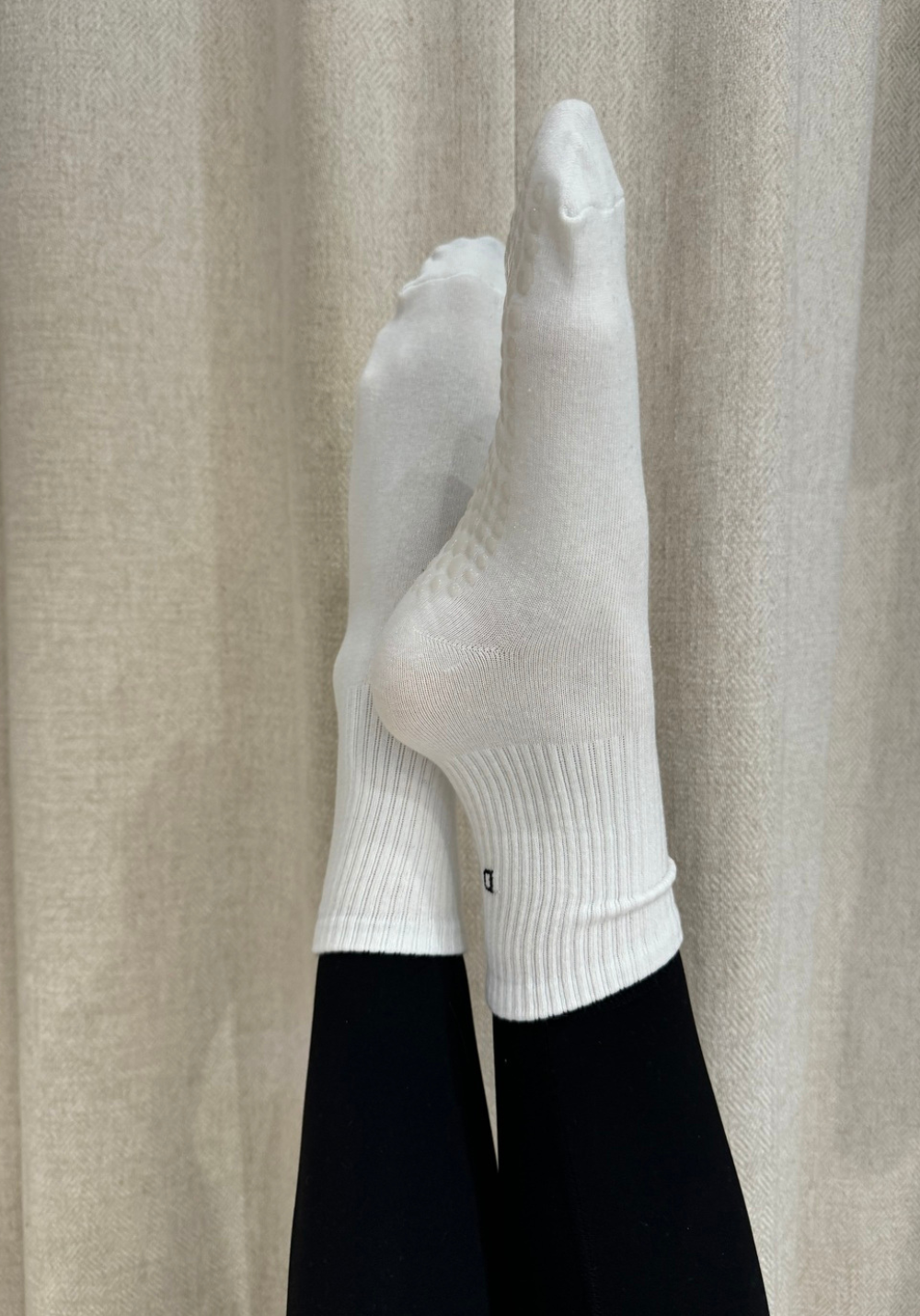 White non-slip knee-high socks