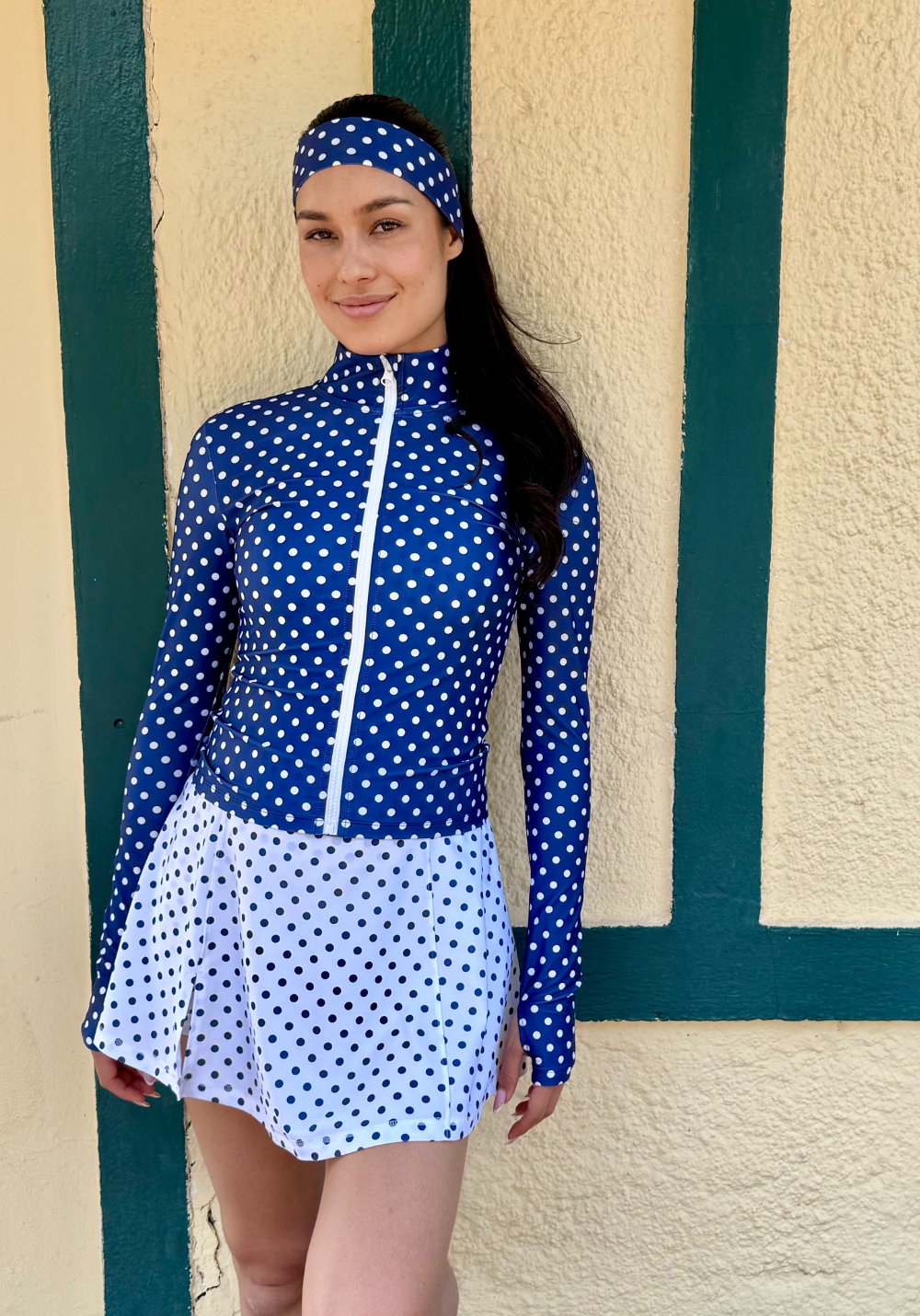 SELENA Blue Jacket with White Polka Dots