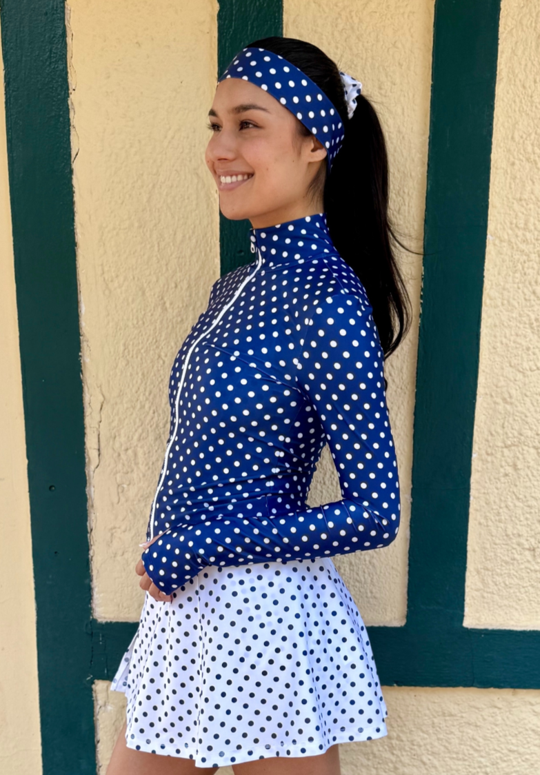 SELENA Blue Jacket with White Polka Dots