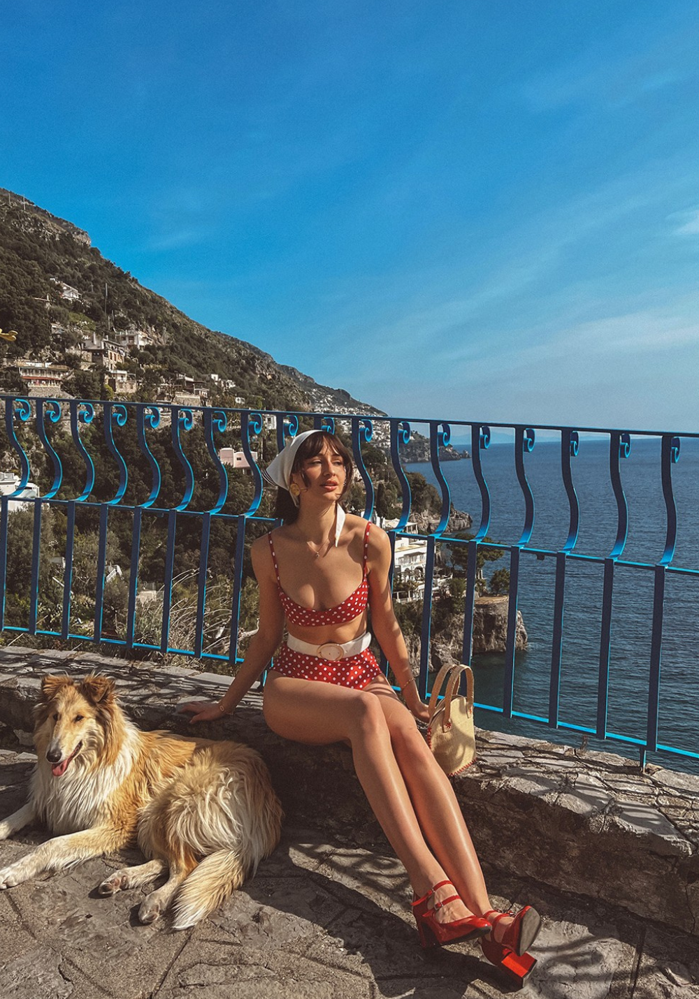 HAUT DEUX PIÈCES AMALFI Rouge/pois blanc