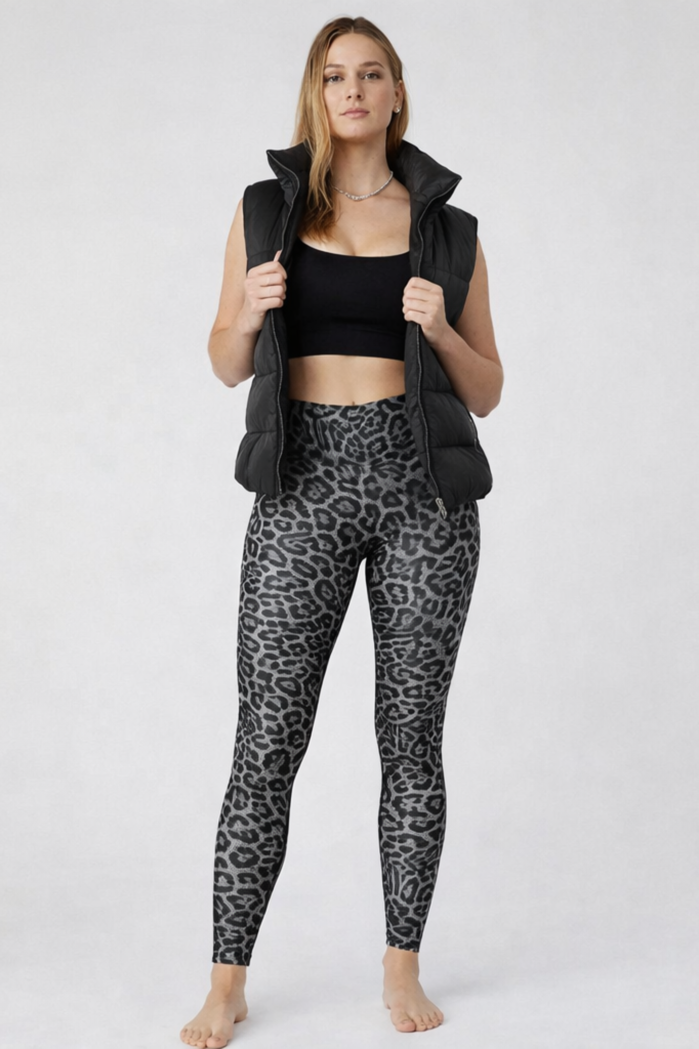 Black sleeveless down jacket