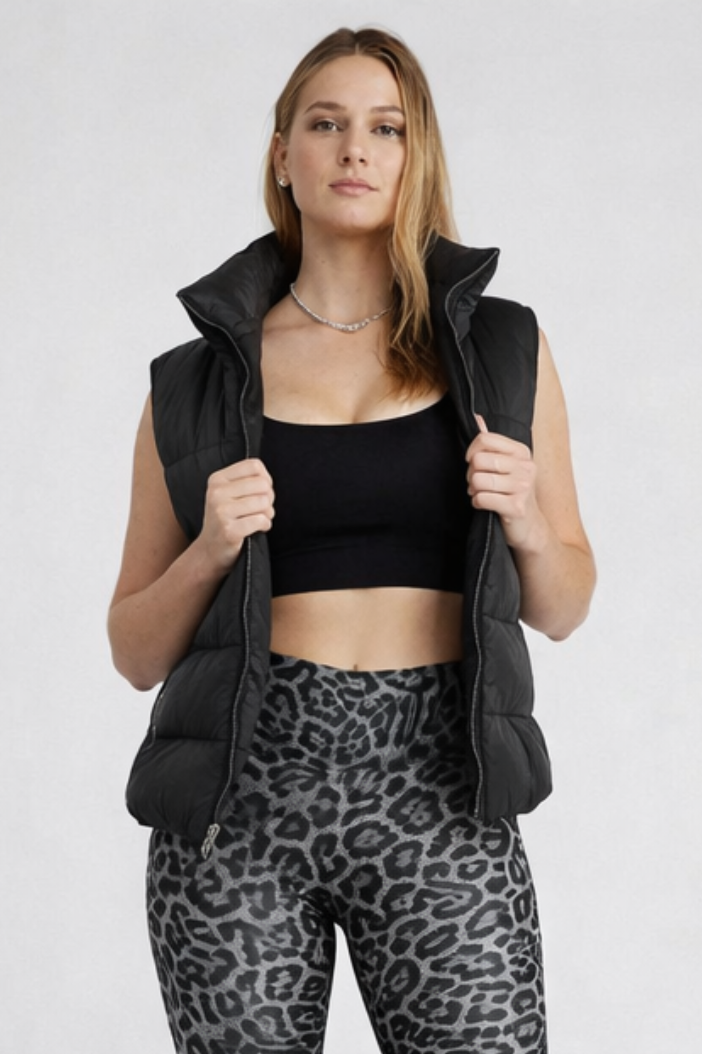 Black sleeveless down jacket