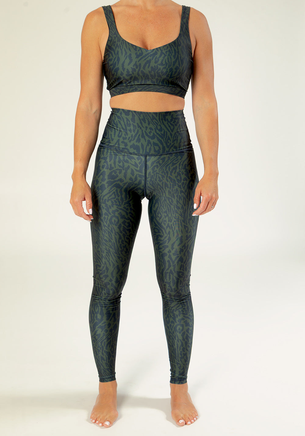 LEGGING FLEUR Chakra khaki and navy blue