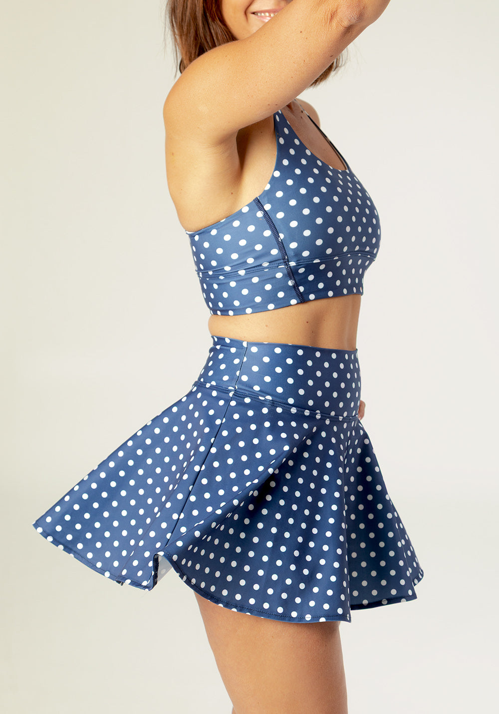 JUPE DE TENNIS LINA à pois bleus et blancs
