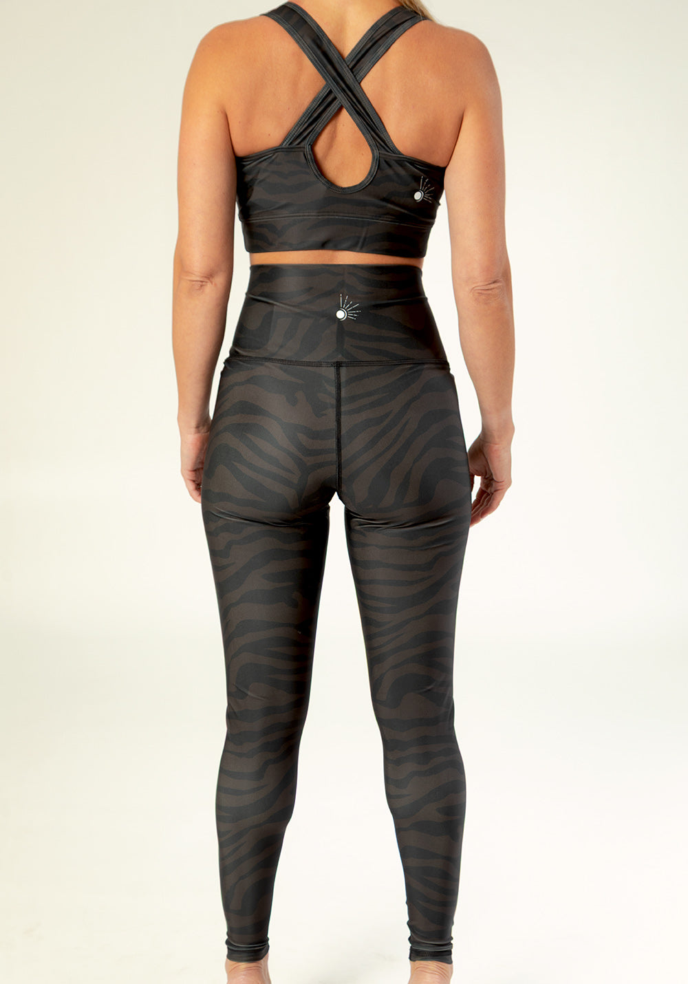 Brown and black zebra flower leggings