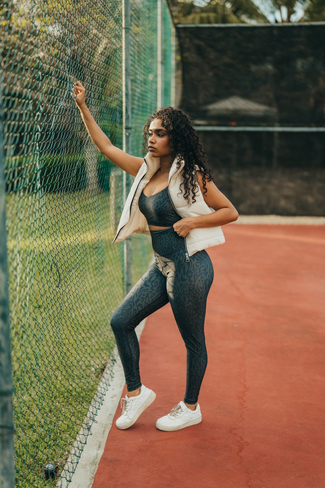 LEGGING FLEUR Chakra khaki and navy blue