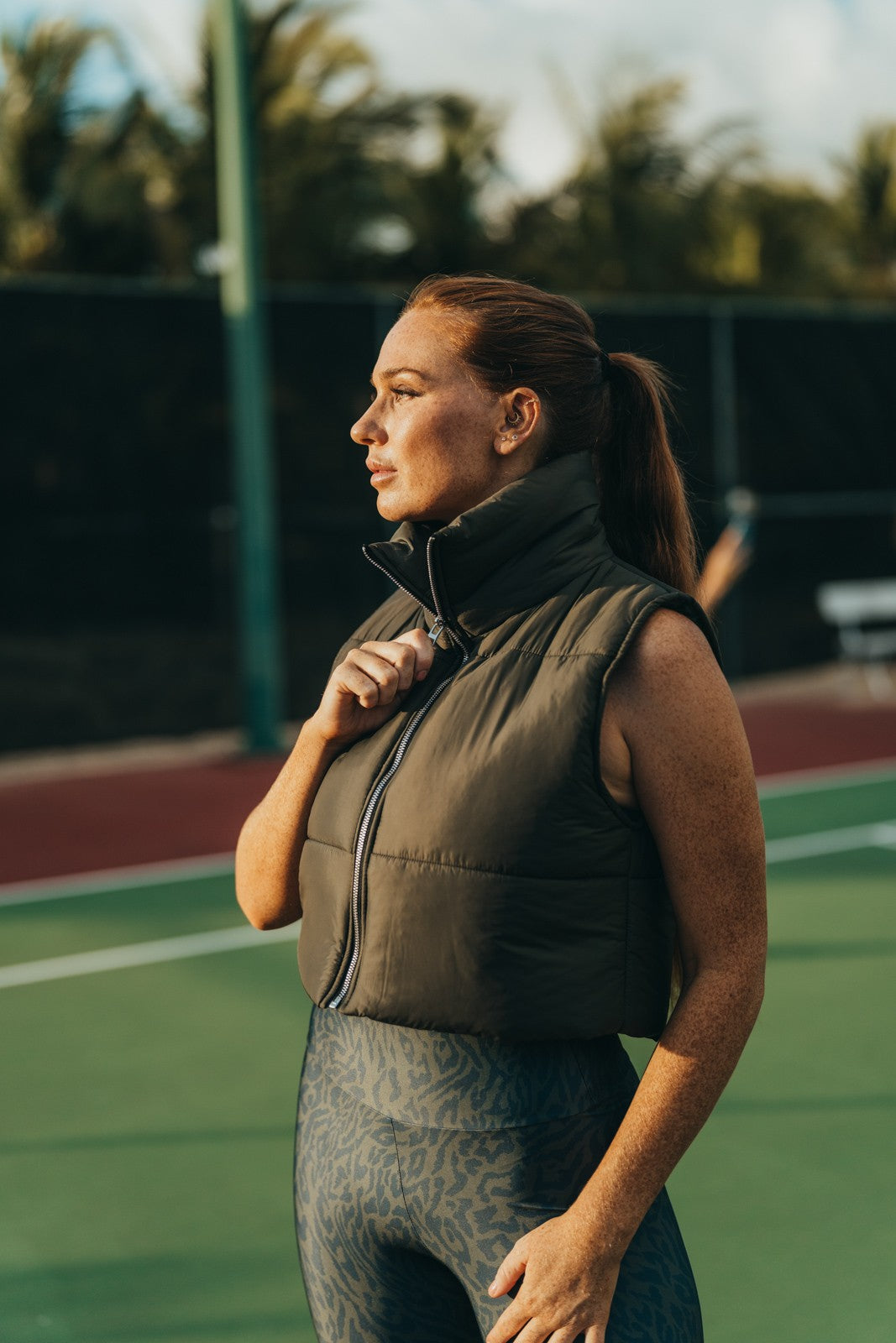 Khaki SLEEVELESS DOWN JACKET