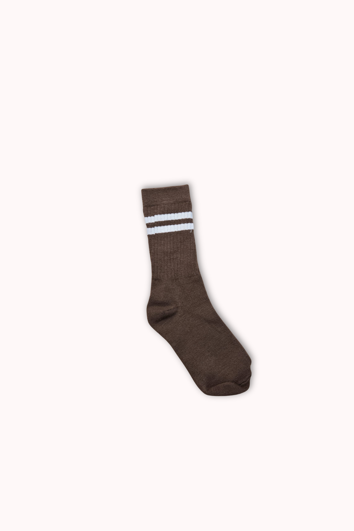 CHAUSSETTES HAUTES ANTI-DÉRAPANTES marron & rayé blanc