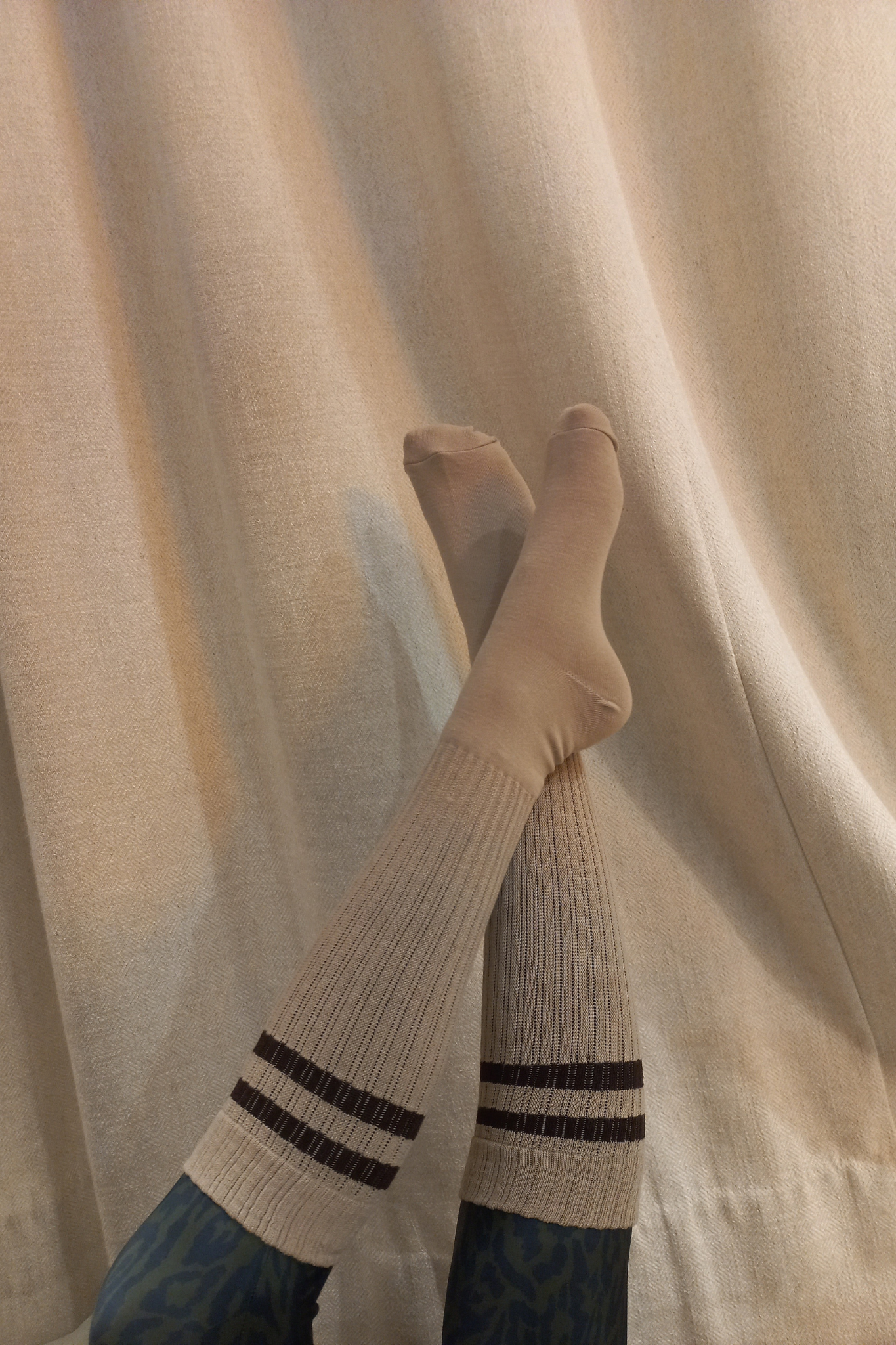 CHAUSSETTES beige rayé chocolat