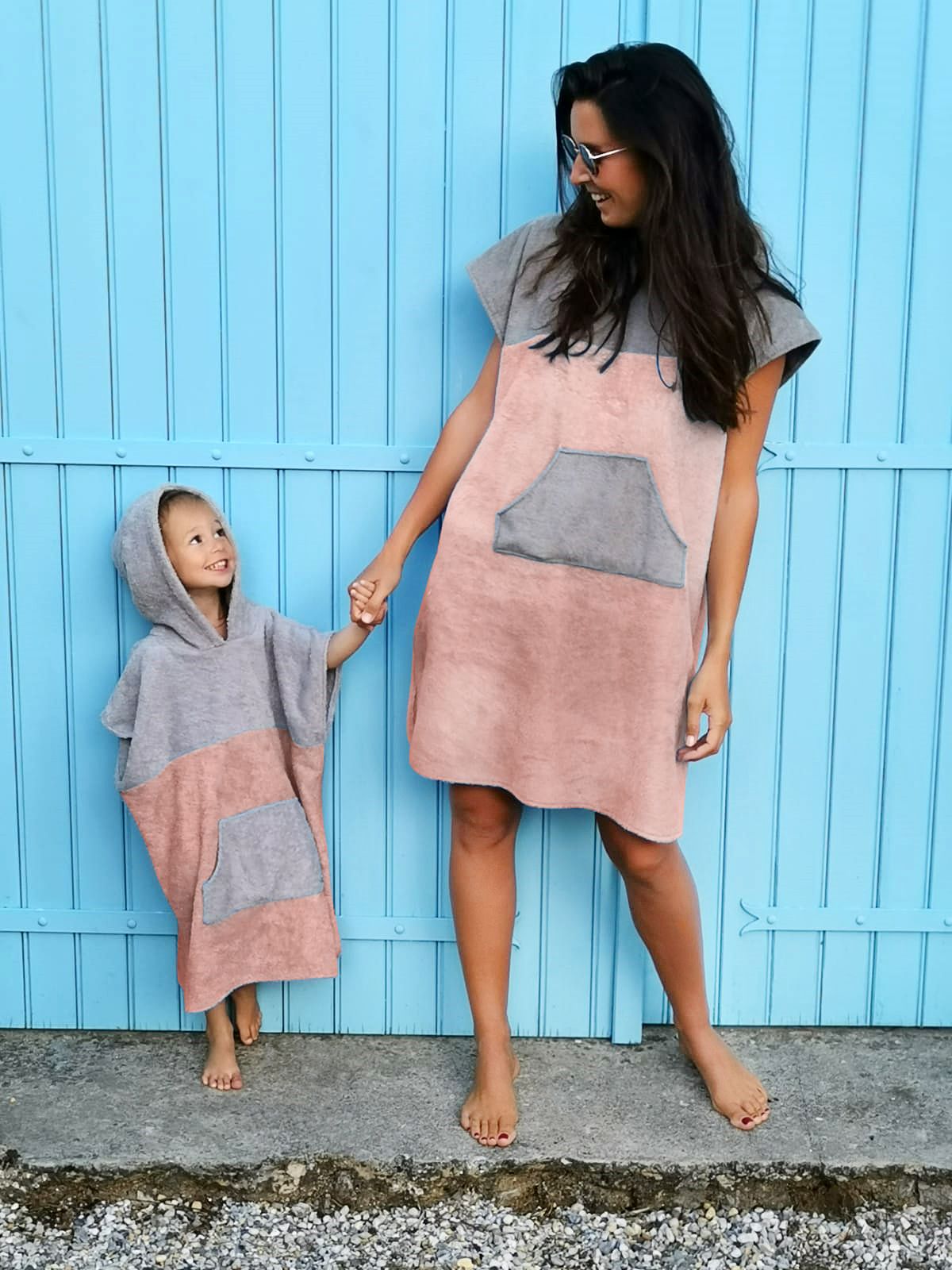 PONCHO NOA CHILDREN Grey-Pink