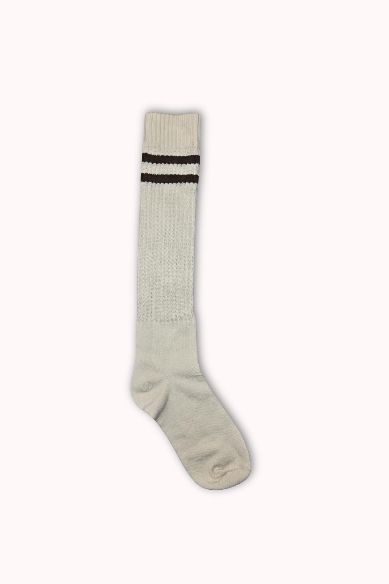 CHAUSSETTES mi-genou crème rayé marron