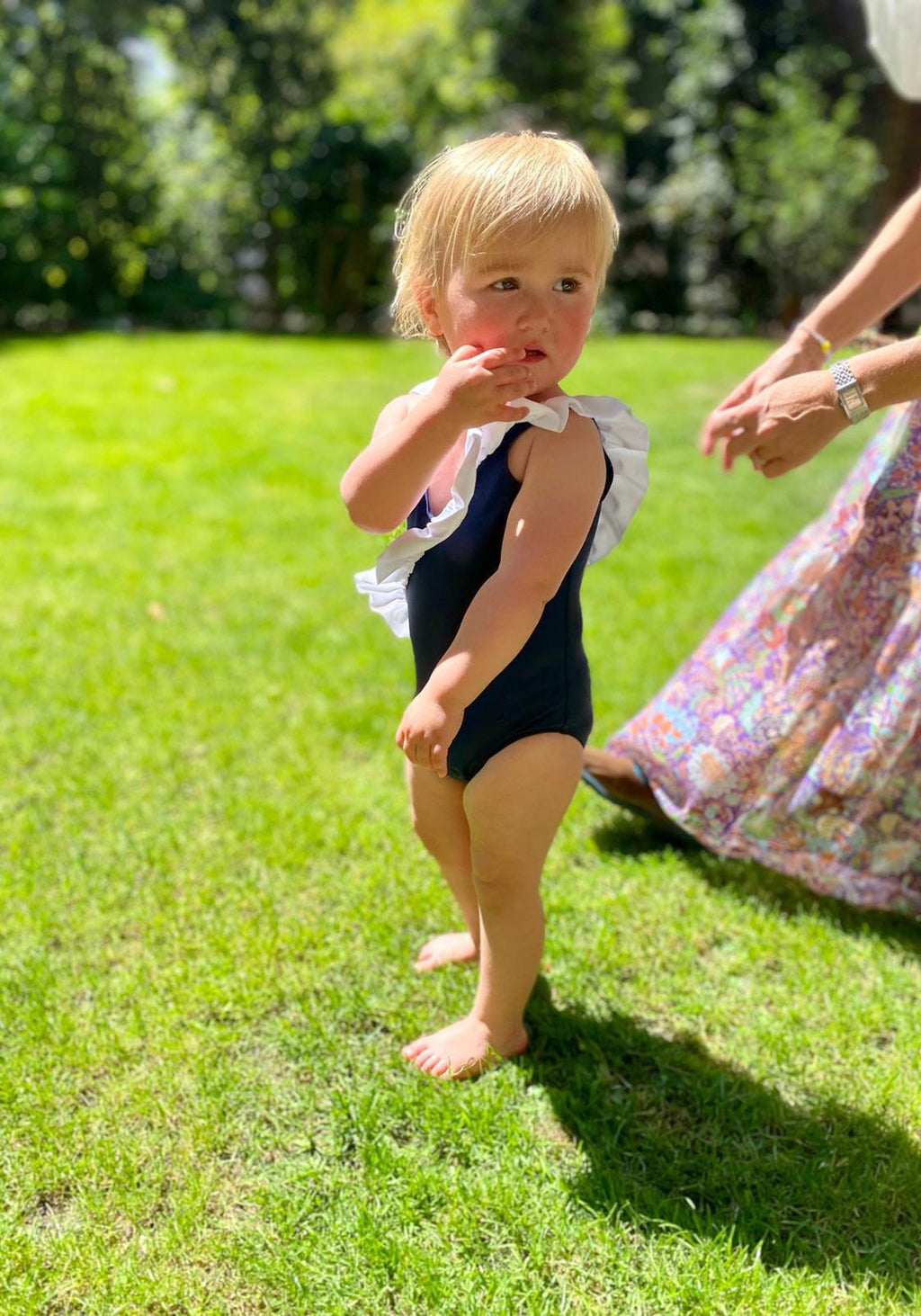 Maillot une pièce JULIA enfant – Bleu marine & Blanc