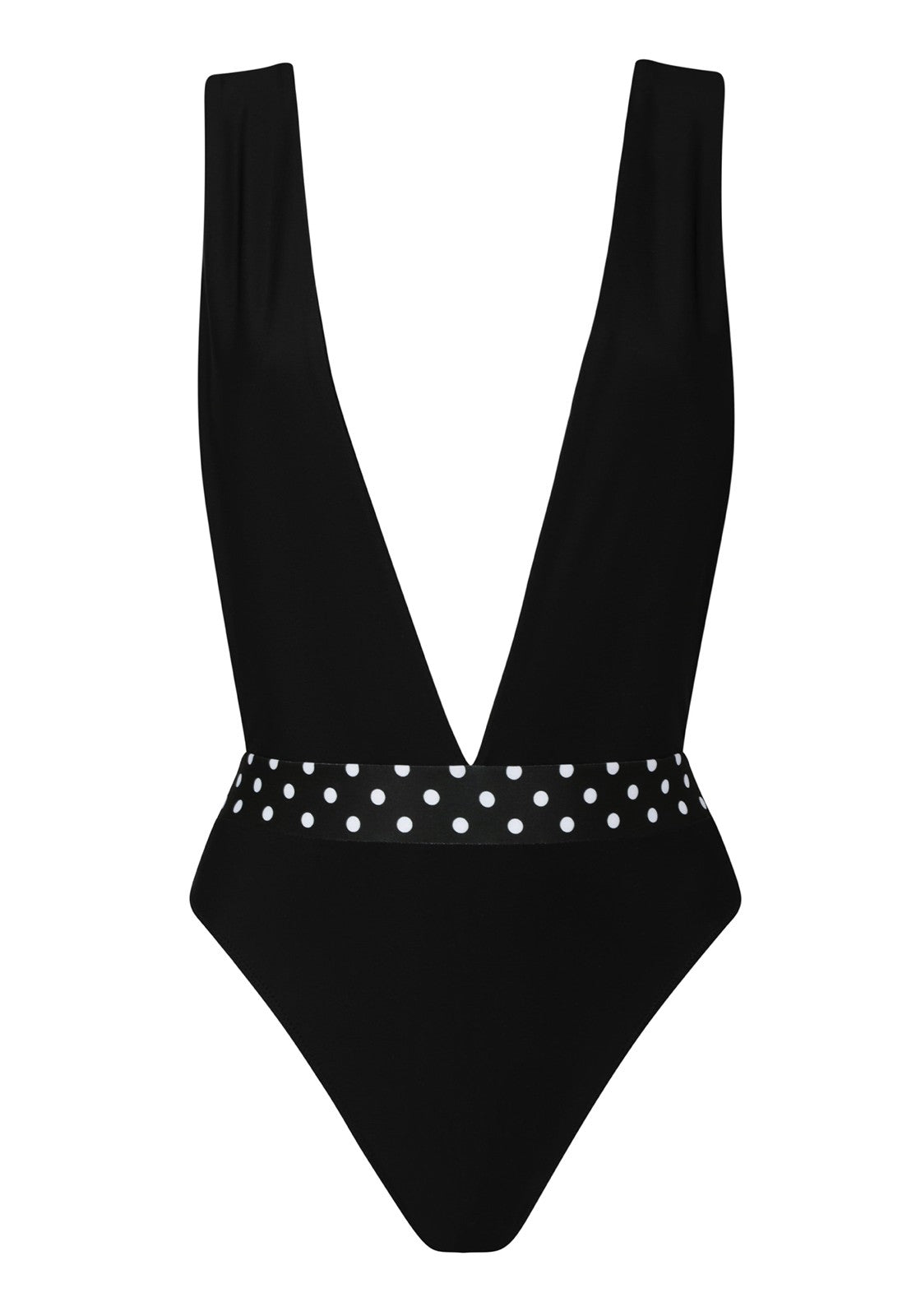 UNE PIÈCE CESAR Noir ceinture pois blanc