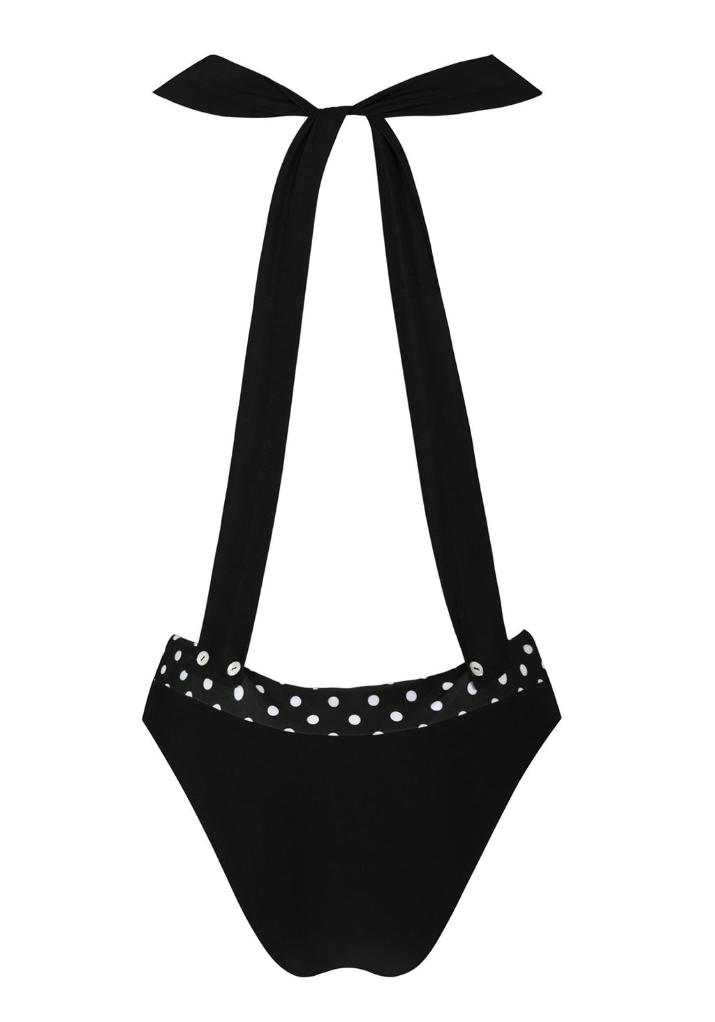 UNE PIÈCE CESAR Noir ceinture pois blanc