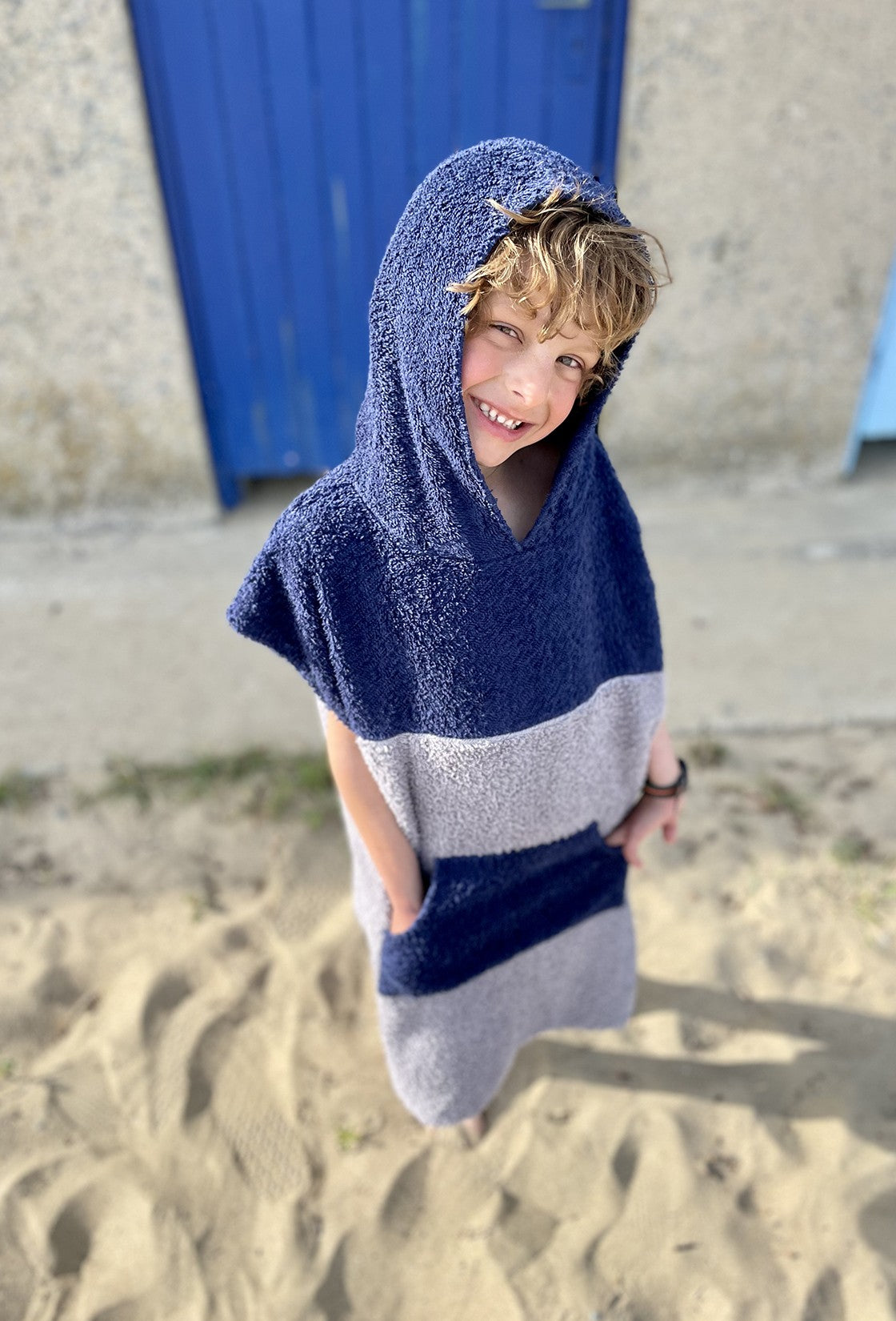 PONCHO NOA ENFANT Gris-bleu marine