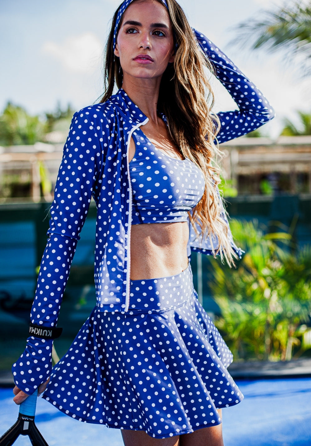 Veste SELENA Bleue à pois blancs