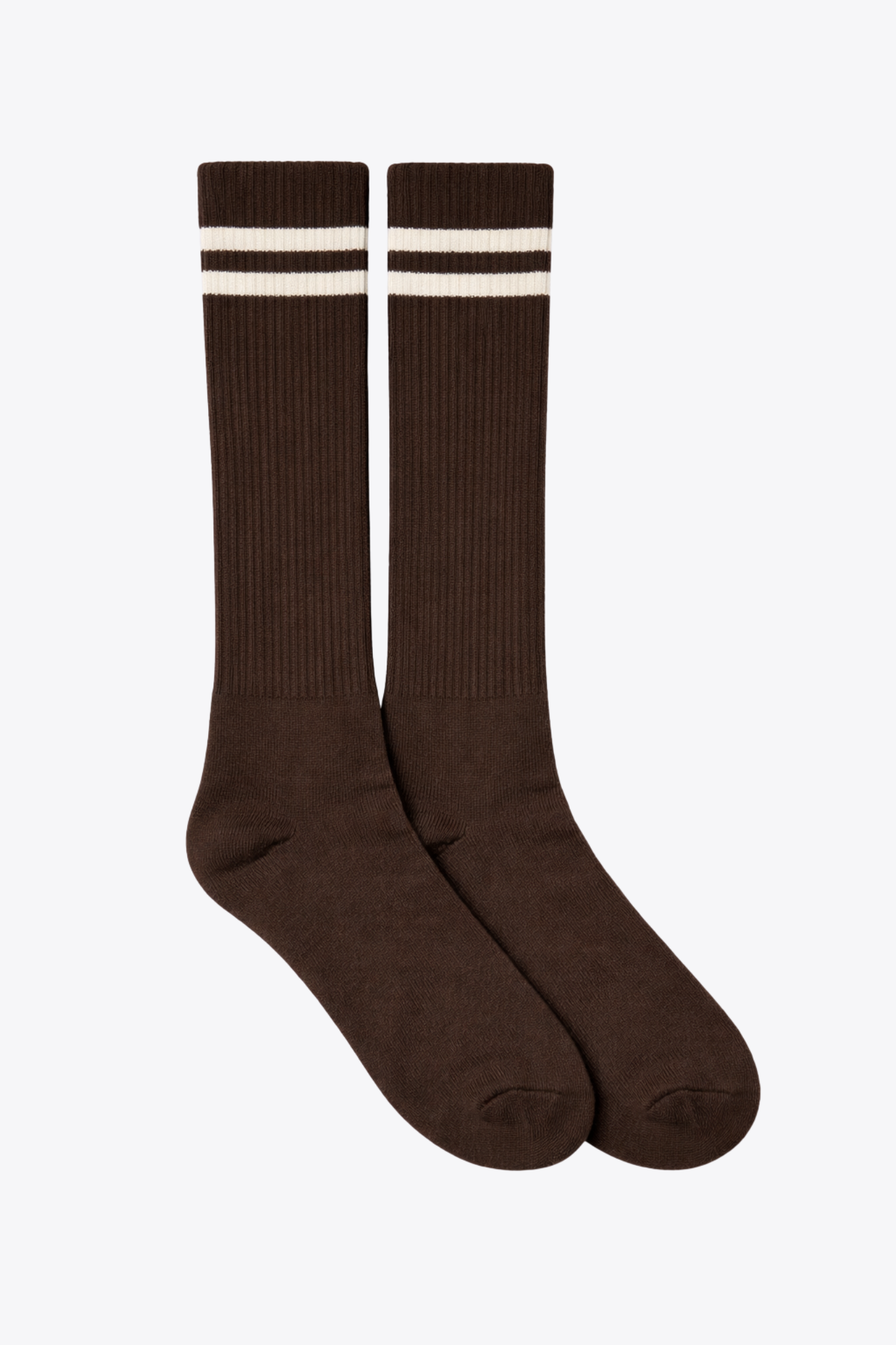 CHAUSSETTES marron rayées blanches