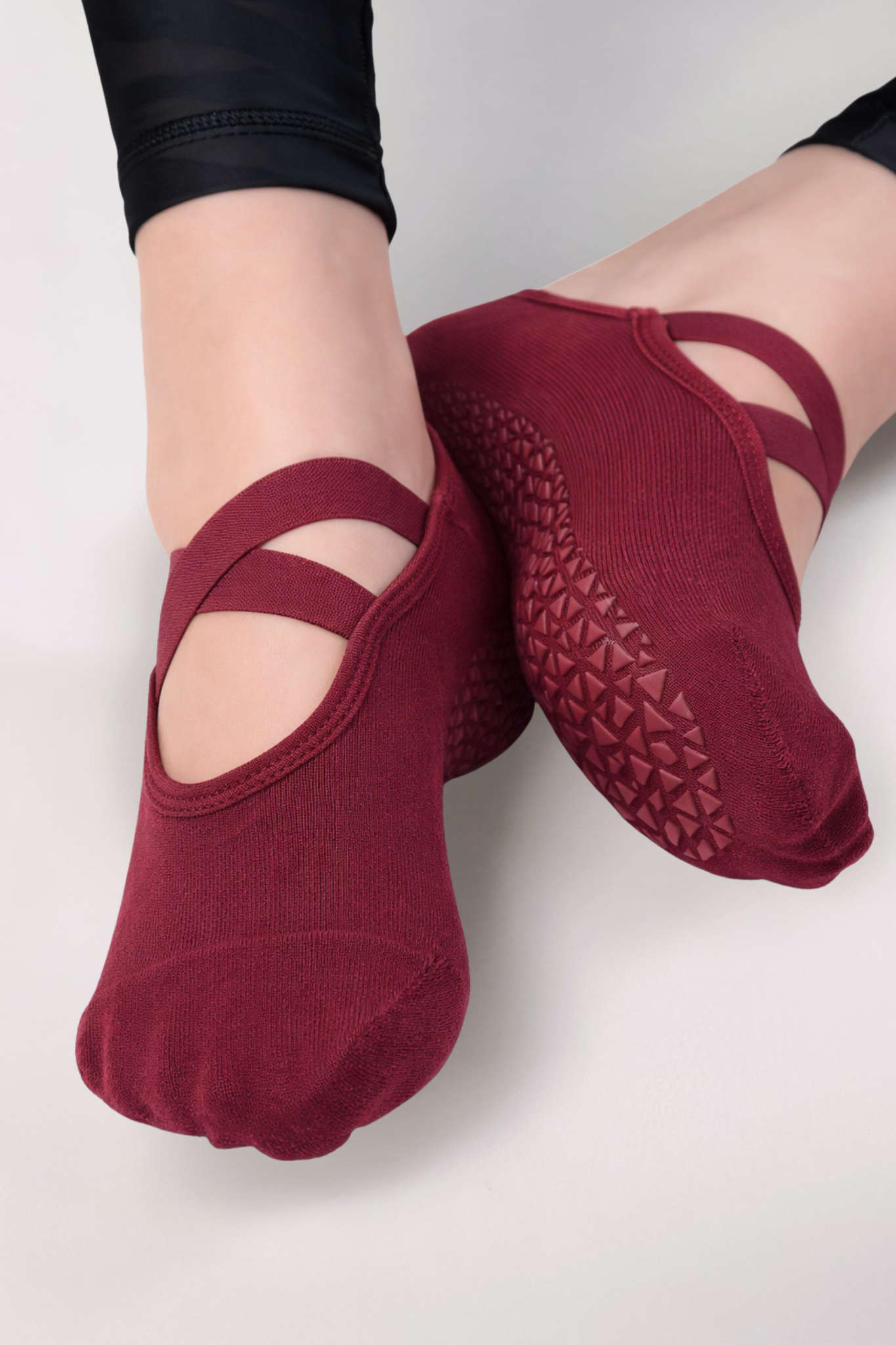 CHAUSSETTES BALLERINES À ÉLASTIQUES bordeaux