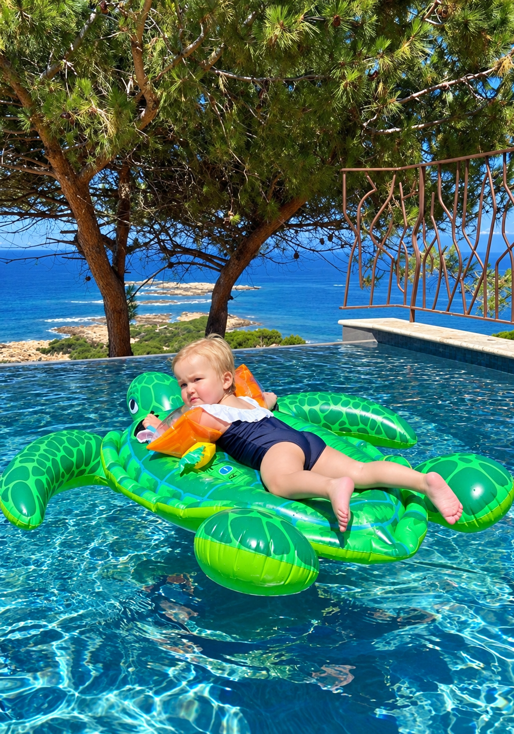 Bañador de una pieza JULIA para niña – Azul marino y blanco