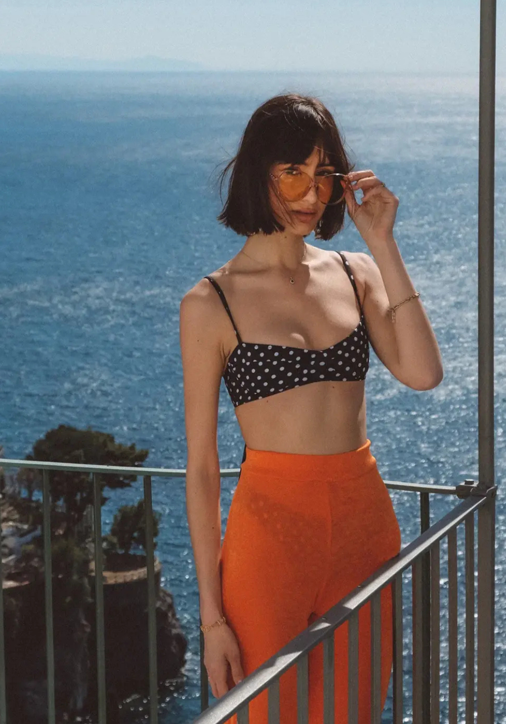 AMALFI TWO PIECE TOP Black/white polka dots