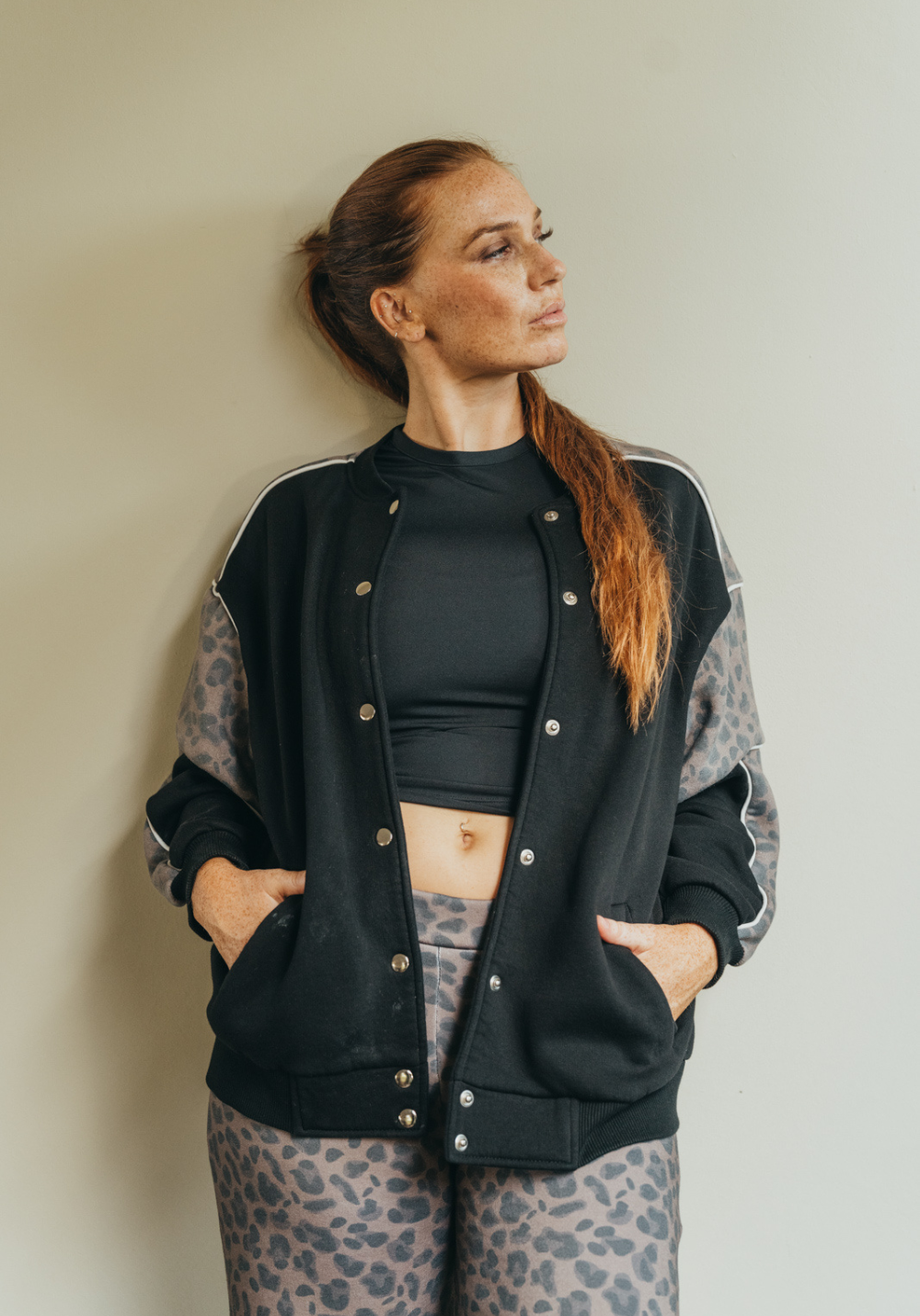BOMBER VAHENA noir-blanc-leopard