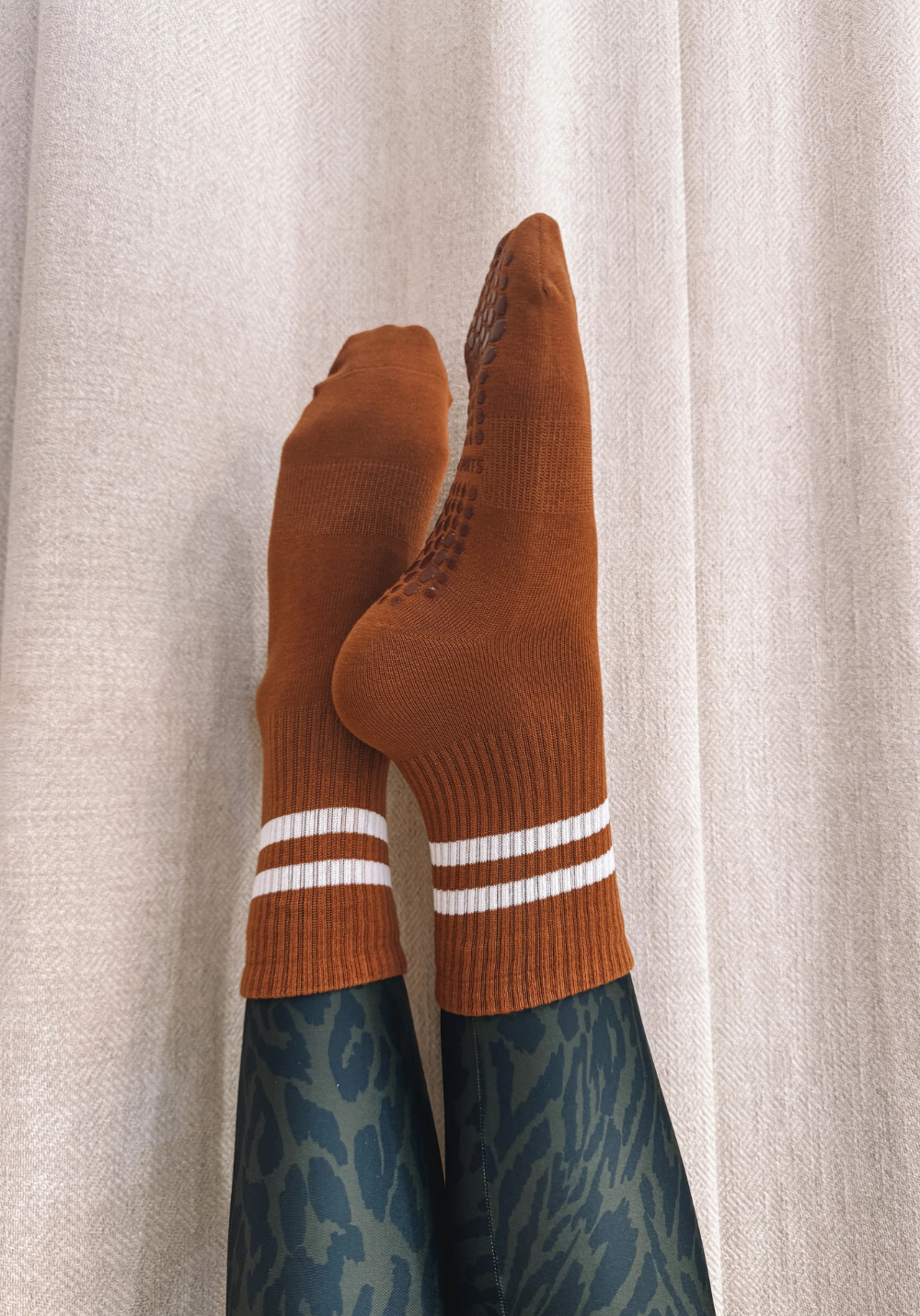 CHAUSSETTES HAUTES ANTI-DÉRAPANTES terracottas