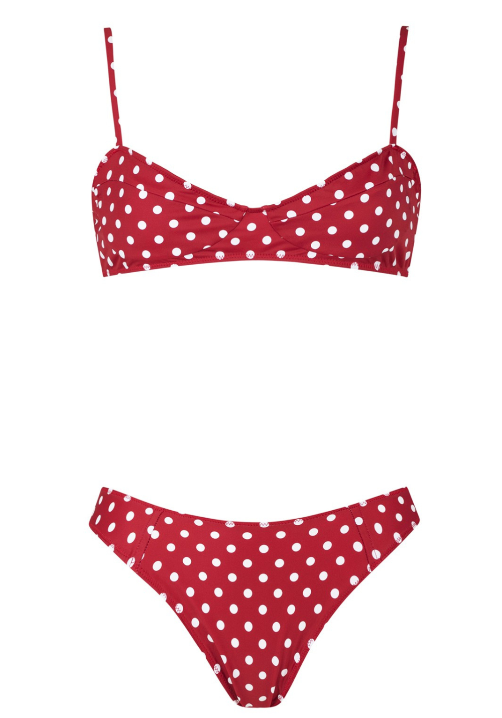 HAUT DEUX PIÈCES AMALFI Rouge/pois blanc