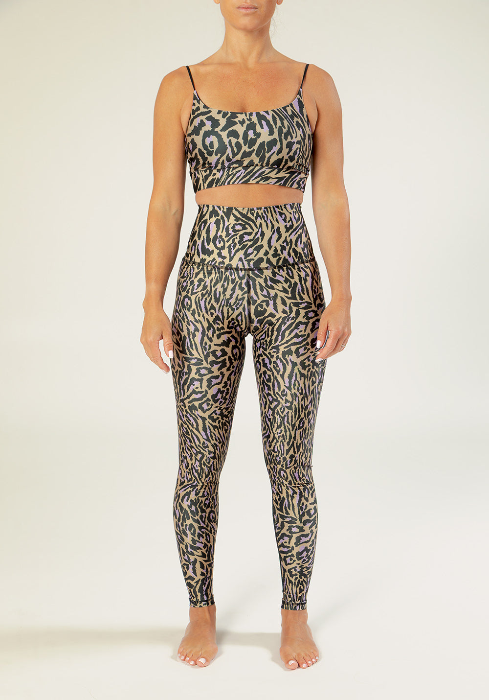 FLOWER LEGGINGS Chakra beige and purple