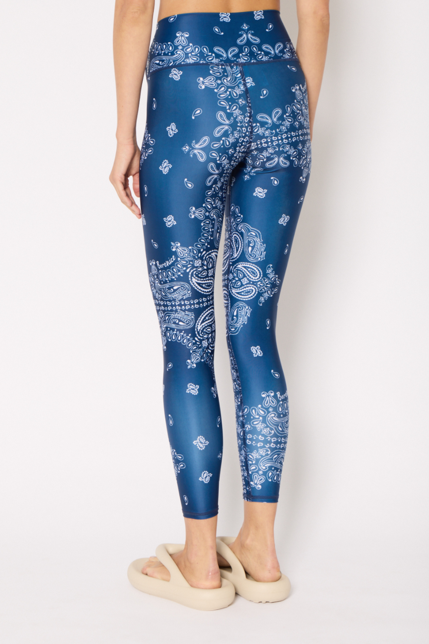 Blue bandana flower leggings