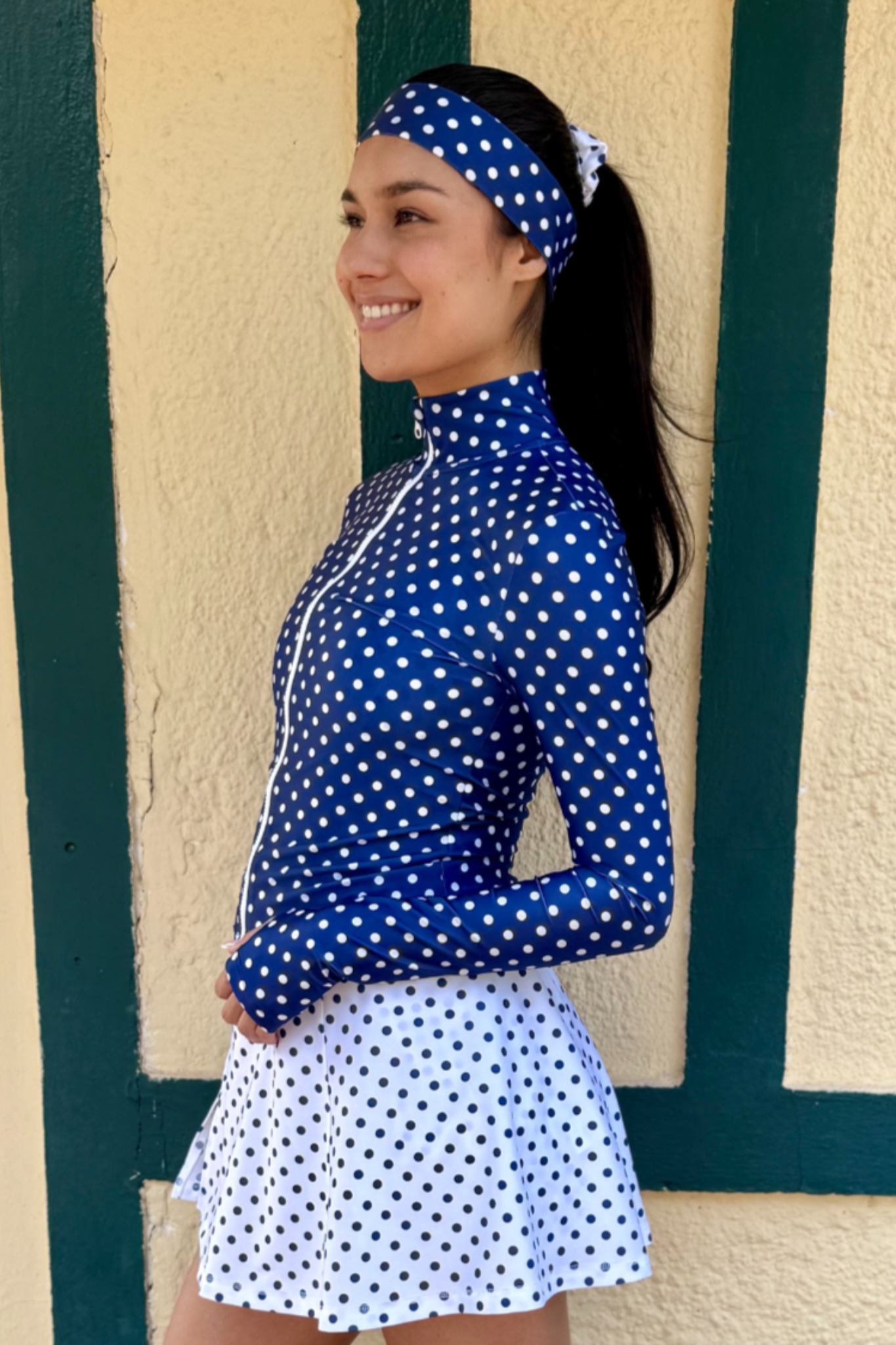 Veste SELENA - Bleue à pois blancs